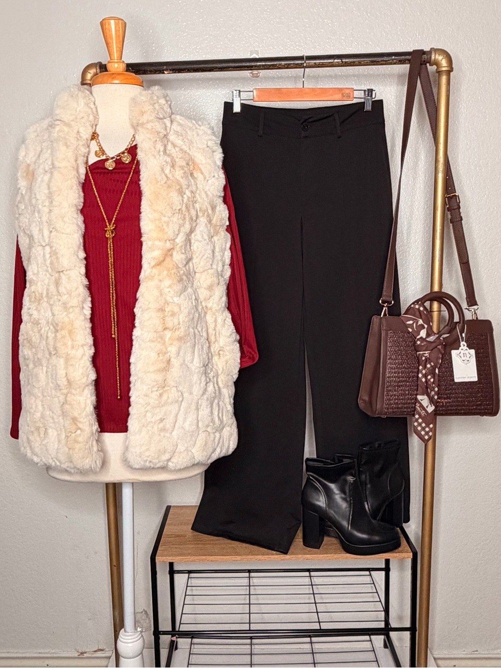 Rachel Zoe Cream Faux Fur Vest Jacket Sleeveless NWT